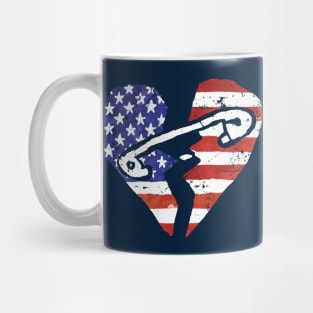 Divided America - Broken Heart Flag Safety Pin Vintage Style Mug